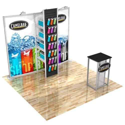 10x10 eco modular shelving exhibit kit 40 10x10 locking counter eco smart exhibits classic trade show house 358