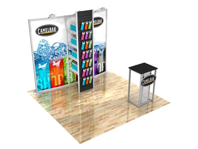 10x10 eco modular shelving exhibit kit 40 10x10 locking counter eco smart exhibits classic trade show house 358