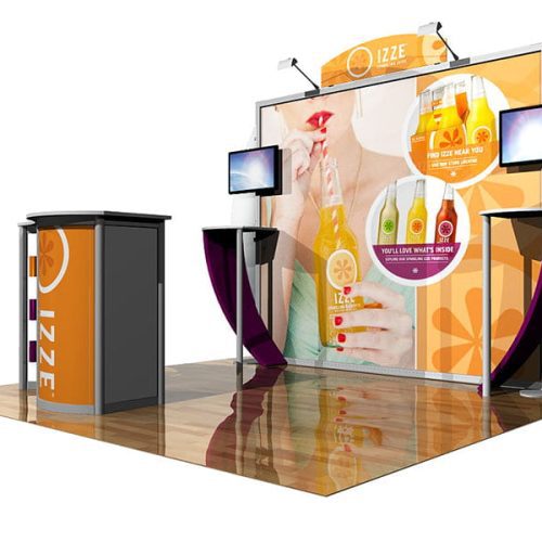 10x10 eco modular tv exhibit kit 44 10x10 locking counter eco smart exhibits classic trade show house 103