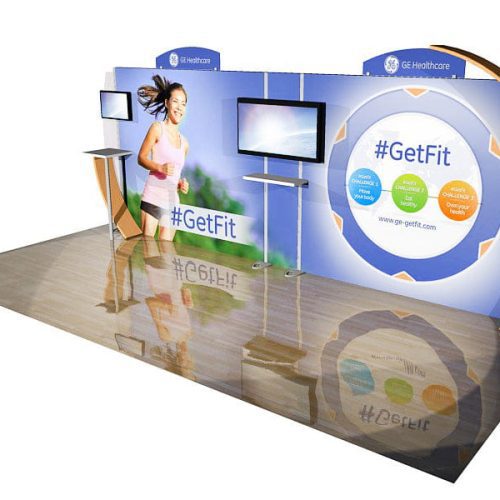 10x20 eco modular backlit shelving tv exhibit kit 04 10x20 backlit ecosmart inline trade show house 113