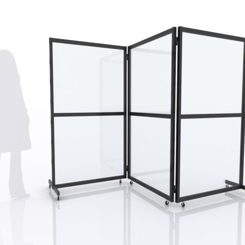 3-Panel Folding Safety Divider Partition Barriers with Wheels