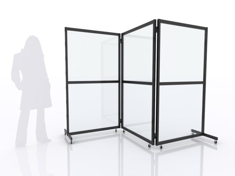 3-Panel Folding Safety Divider Partition Barriers with Wheels