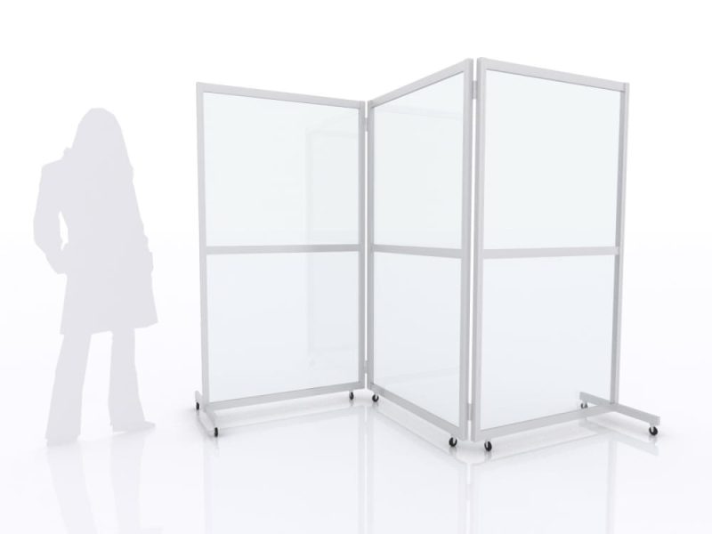 3-Panel Folding Safety Divider Partition Barriers with Wheels