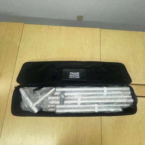 large silver padded travel case wheels cases bags trade show house 421