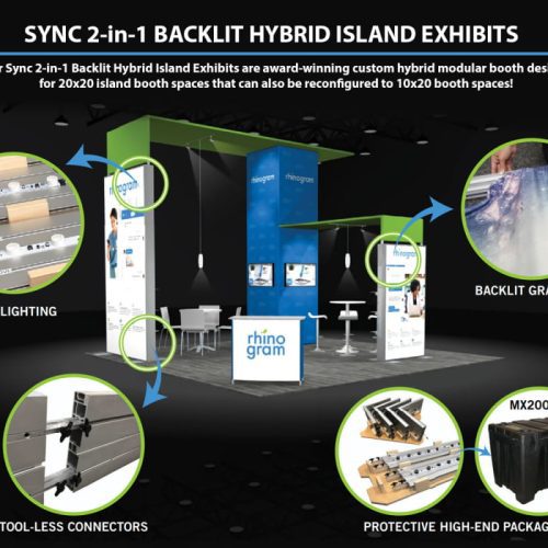 sync 2 in 1 backlit hybrid island exhibit kit b trade show house 215