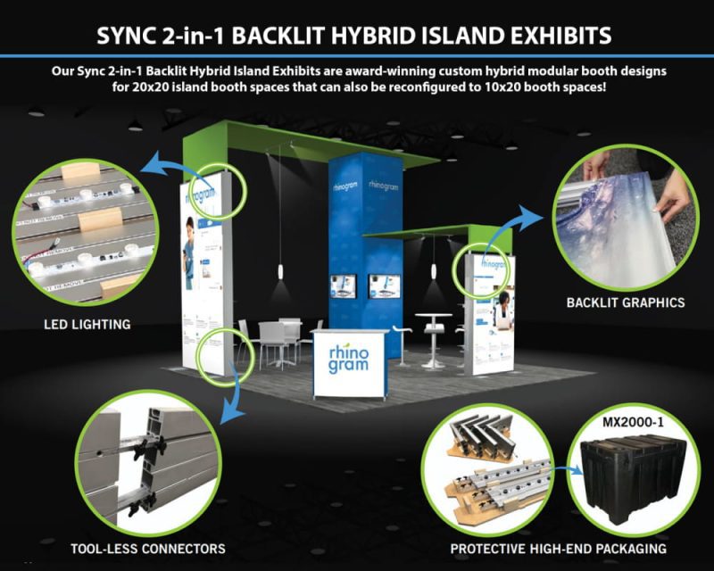 sync 2 in 1 backlit hybrid island exhibit kit b trade show house 215