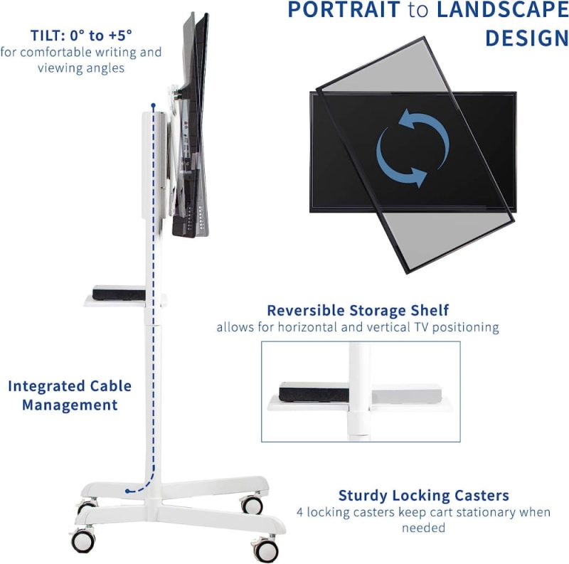 v2 white rotating vertical tv monitor stand wheels stands trade show house 214